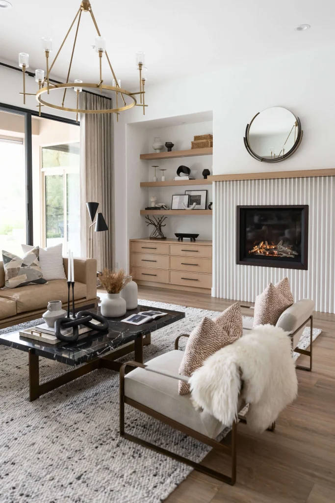 Editorial luxury bedroom in warm earth tones